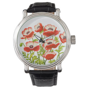 Red Oriental Poppy Flowers Watch