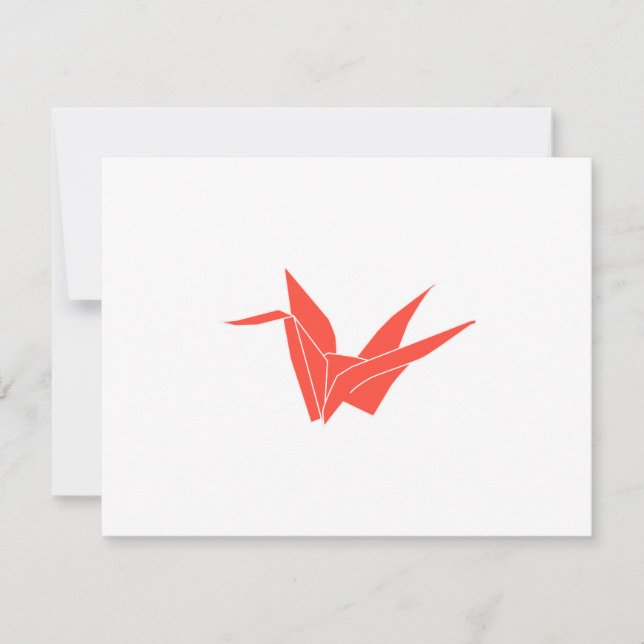 Red Origami Crane Flat Notecard (Front)