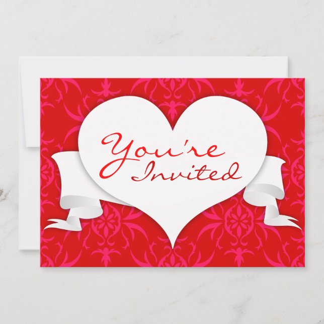 Red Orlee Heart Invitation (Front)