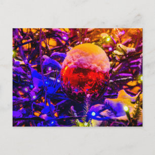 Red Ornament Ball, Snow Cap Postcard