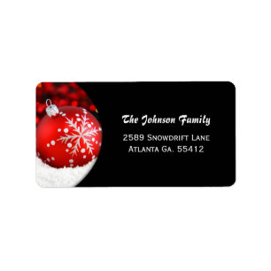 Red Ornament Christmas Address Labels