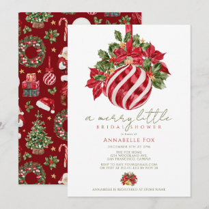Red Ornament Christmas Holiday Bridal Shower Invitation