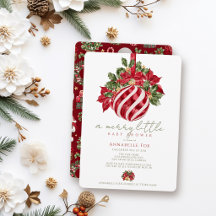 Red Ornament Christmas Merry Little Baby Shower