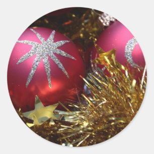 Red Ornament Classic Round Sticker