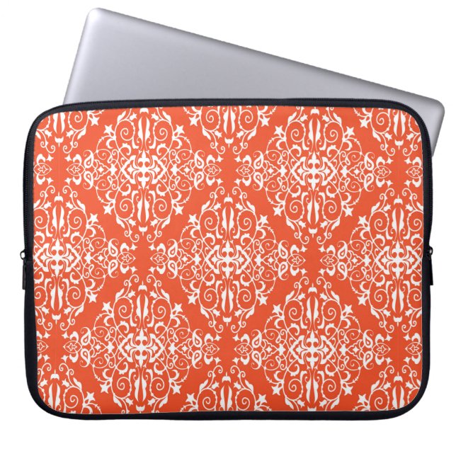 Red ornamental pattern seamless pattern laptop sleeve (Front)