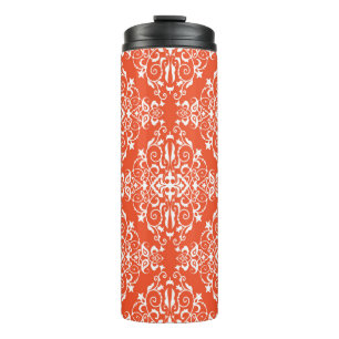 Red ornamental pattern seamless pattern thermal tumbler