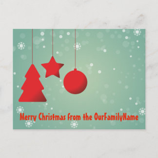 Red Ornaments Christmas Customize Postcard