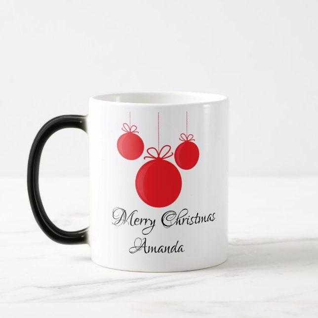 Red ornaments christmas magic mug (Left)