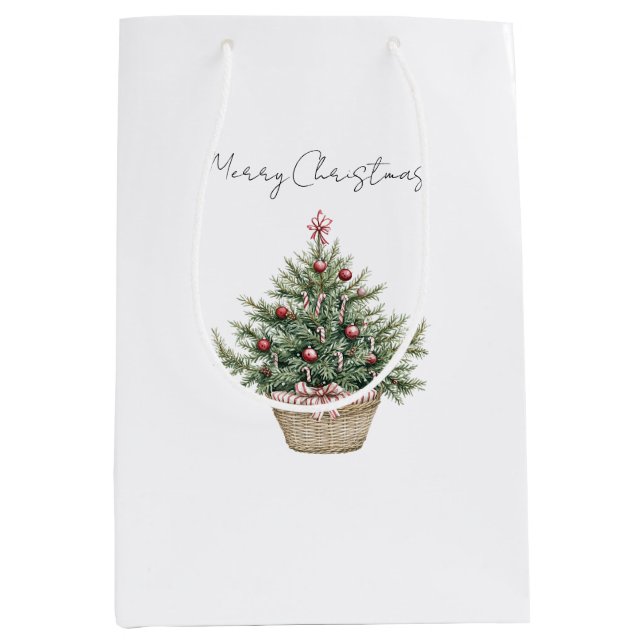 Red Ornaments Christmas Tree Medium Gift Bag (Front)