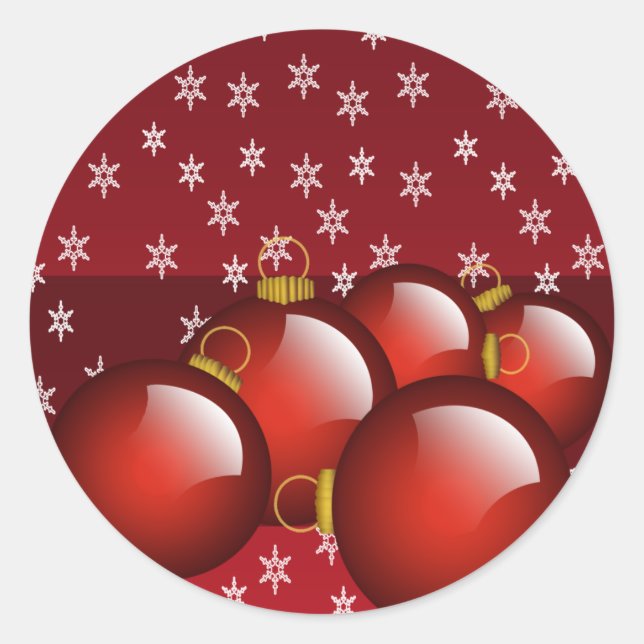 Red Ornaments Classic Round Sticker (Front)