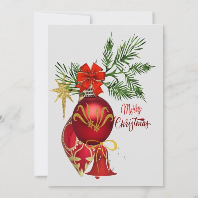 Red Ornaments Holiday Card (Front)