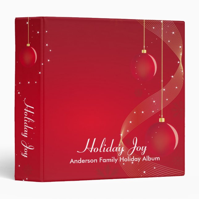 Red Ornaments Holiday Joy Binder (Front/Spine)