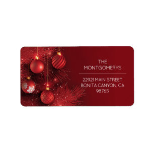 Red Ornaments Return Address Label