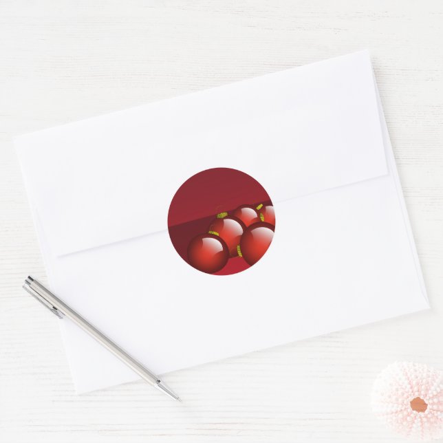 Red Ornaments Stationery Classic Round Sticker (Envelope)