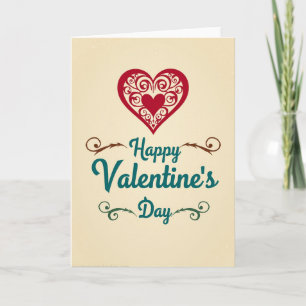 Red Ornate Valentines Day Card