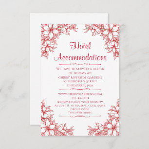 Red Ornate Wedding Hotel Accommodation Enclosure Card