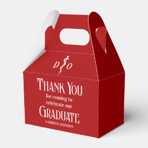 Red Osteopathic Medical School Graduate Party Favor Box