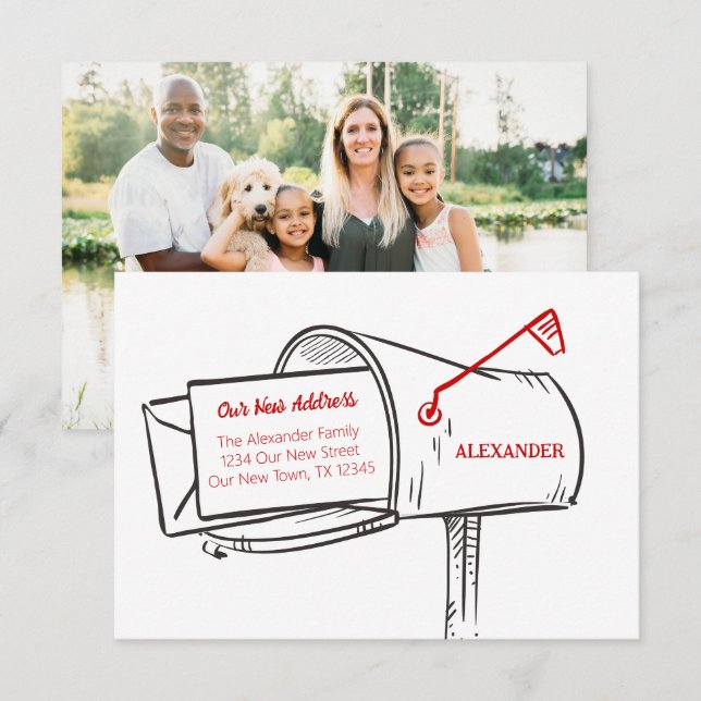 Red Our New Address Mailbox Moving (Front/Back)