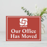Red Our Office Has Moved Business Logo