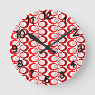 Red Oval Strings Round Clock