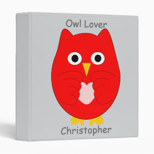 Red Owl Design Any Colour Background Personalised Binder