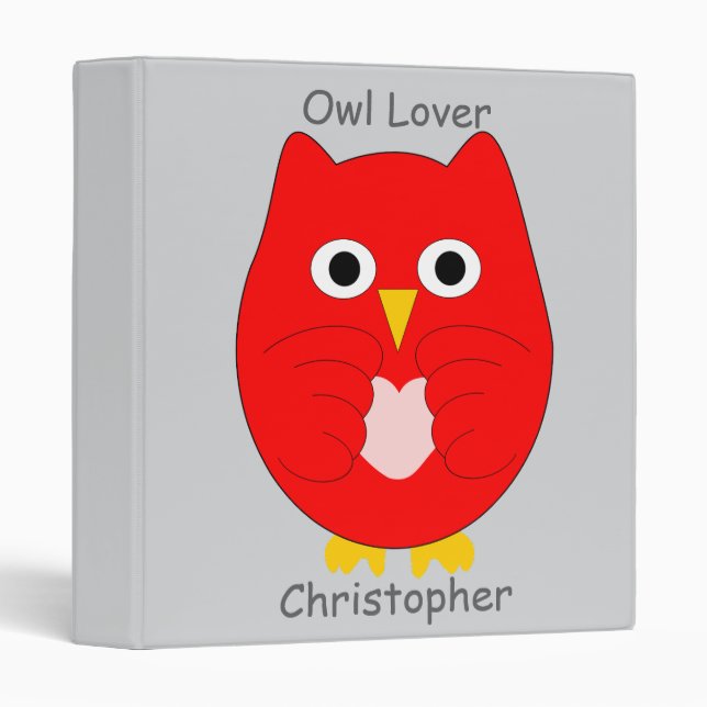 Red Owl Design Any Colour Background Personalised Binder (Front/Spine)