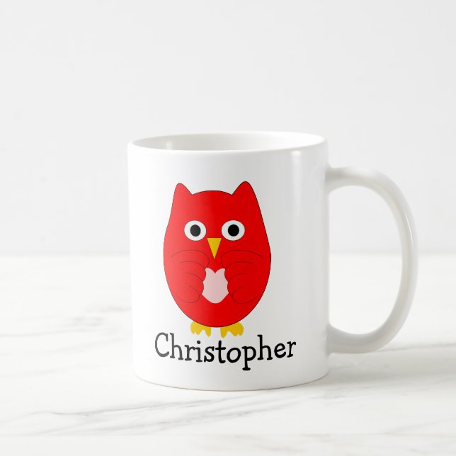 Red Owl Design Personalised Coffee Mug (Right)
