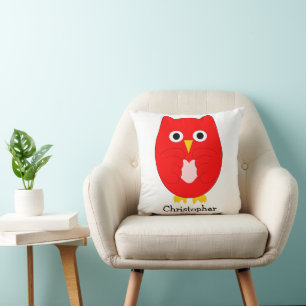Red Owl Design Personalised Throw Pillow