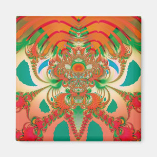 Red Owl Fractal Abstract Art Magnet
