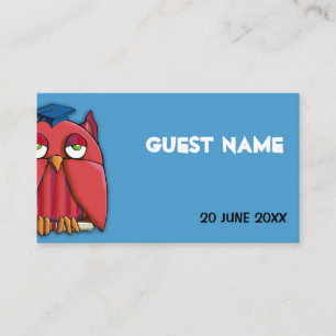 Red Owl Grad aqua Place Card