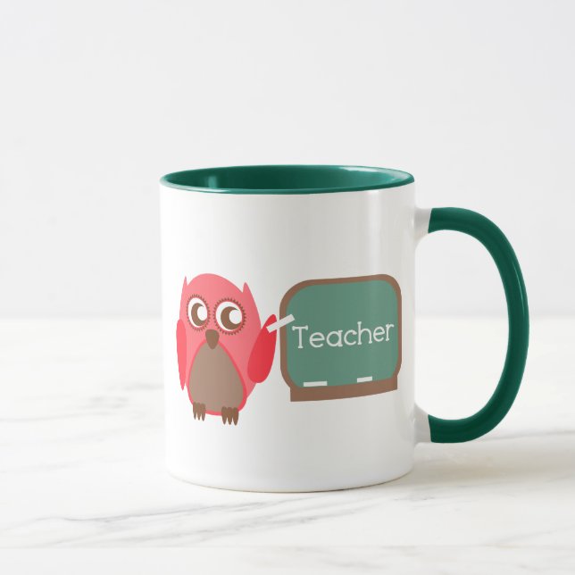 Red Owl Teacher At Chalkboard Mug (Right)