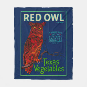 Red Owl Vegetable Label Fleece Blanket