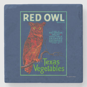 Red Owl Vegetable Label Stone Coaster