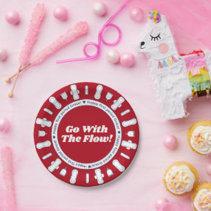 Red Pad Border Name First Period Party  Paper Plate