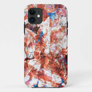 Red paint brush abstract modern digital art iPhone 11 case