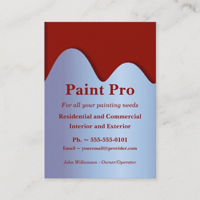 Red Paint Can Painting Business Cards (Front)
