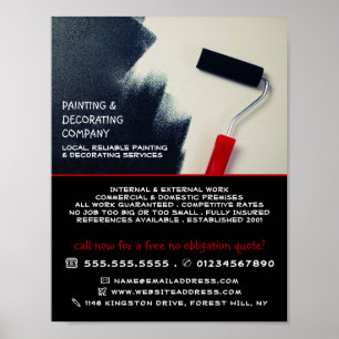 Red Paint Roller, Painter & Decorator Advertising Poster