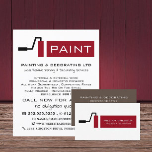 Red Paint Roller, Painter & Decorator Business Card