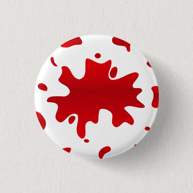 Red paint splash 1 inch round button (Front)