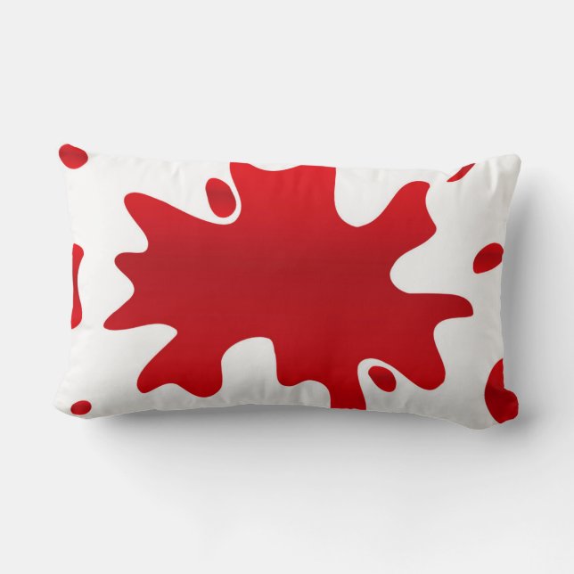 Red paint splash lumbar pillow (Back)