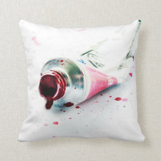 Red Paint Tube Splash Modern Art Design Pillow