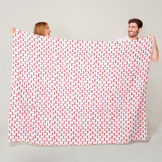 Red Painted Geometric Pattern Fleece Blanket (In Situ)