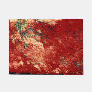 Red Painted Rock Wall Doormat