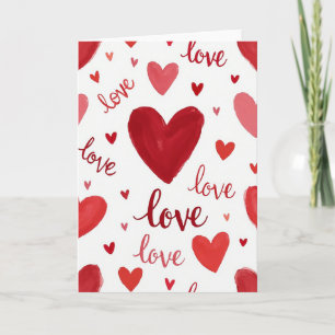 Red Painted Valentines Hearts Card
