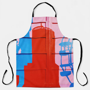 Red painted wall apron