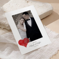 Red Painterly Heart Wedding Photo Thank You