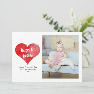 Red Painterly Hearts Modern Valentine's Day Photo Holiday Card