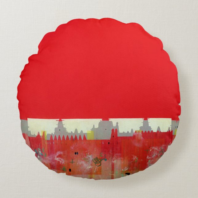 Red Painting Round Pillow (Front)