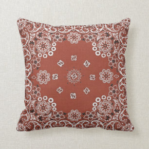 red paisley bandana throw pillow