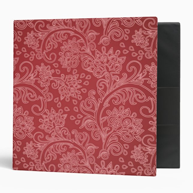 Red Paisley Damask Designer Floral Classic Binder (Front/Inside)